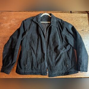basic editions black suede bomber jacket size 2X